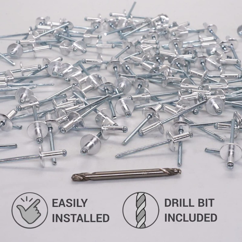 SKIR'CO (Pack of 300) Large Flange Aluminium Blind Rivets 4.0