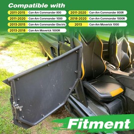 HECASA UTV Aluminum Doors Dual Stage Automotive Style Slam Latch Compatible with 2011-2020 Maverick/Commander 800 1000 2 Door Models