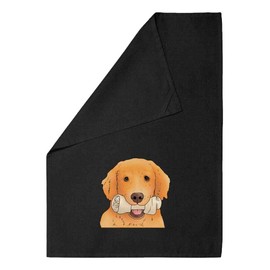 Azeeda 'Golden Retriever With Bone' Black Cotton Tea Towel/Dish Cloth (TW00051965)