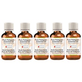 Greenwood Essential Pure Petitgrain Essential Oil (Citrus aurantium amara) Natural Therapeutic Quality Steam Distilled (Pack of Five) 100 ml x 5 (16.9 oz)