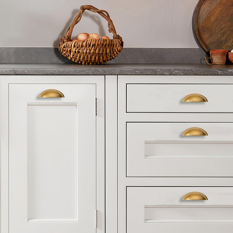 CABDM 2 Pack 3" Drawer Pulls Antique Brass Cabinet Cup