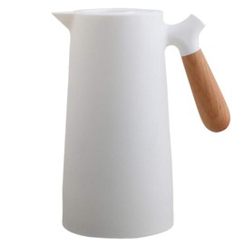 Yardwe 1L Thermal Coffee Carafe, Double Walled Vacuum Insulated Flask with Wood Handle, Water Kettle Insulated Flask Tea Carafe for Hot or Cold Drinks