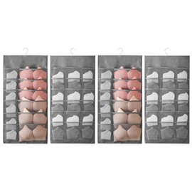 YASYU 2 Pack Hanging Underwear Organizer for Closet,Double-Sided Wall Shelf Wardrobe Storage Bags,Oxford Cloth Space Saver Bag for Bra Underwear Underpants Socks((30 Pockets)