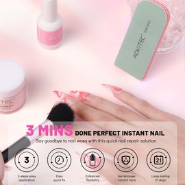 Aokitec 28g Dip Build Powder Nail Repair Kit - 4 PCS Nail Repair Kit for Broken Natural Nails with Dipping Powder Nail Repair Glue Quick Air Dry Nail Strengthener Treatment for Damaged Split Weak Nail