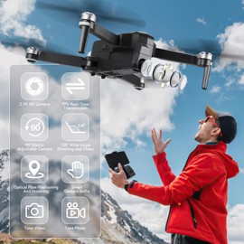 ZUOLYM Drone with Camera, 2.7K HD FPV Camera, Foldable Drone with GPS Intelligent Following, Brushless Motor, Smart Return to Home, Waypoint Fly, Optical Flow Positioning, 26 Mins Flight Time, Drone for Kids and Beginner, FAA Remote ID Compliant