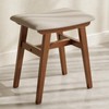 Muwuele Solid Wood Vanity Stool, Compact Makeup Chair with Saddle