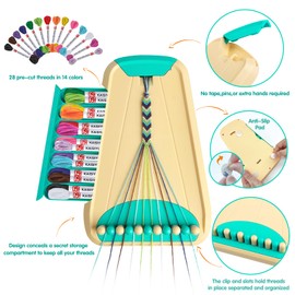 Arts and Crafts for Kids Ages 8-12,Friendship Bracelet Making Kit for Girl,Kids Jewelry Making Kit with 28 Pre-Cut Threads,Christmas Birthday Gifts for Ages 6 7 8 9 10 11 12 Year Old (Cyan)