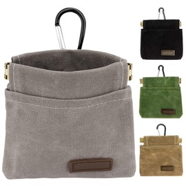 EMUTOL Portable Dog Treat Pouch, Magnetic Closure Dog Walking Snack Bag with Carabiner Design, Can Be Hung on Waist or Leash, Hands-Free for Dog Training & Walking (Gray)