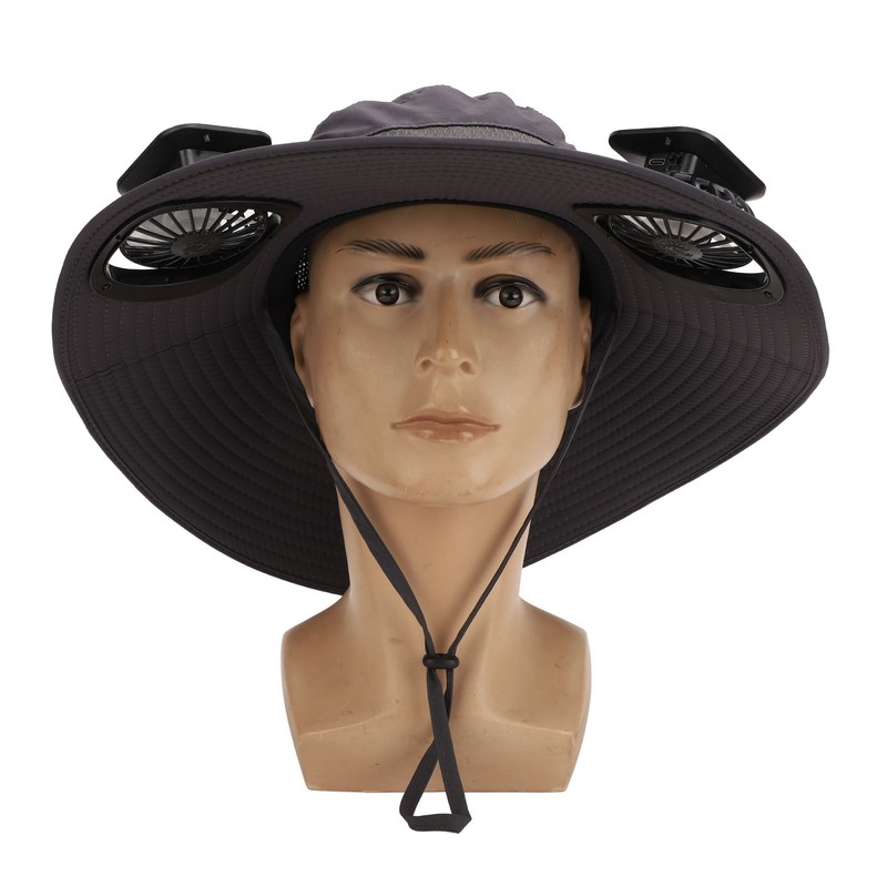 Solar Fan Hat Large Brim Quick Dry Breathable 3 Speeds