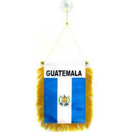 BUNFIREs Guatemala Small 4 X 6 Inch Mini Flag Banner Rearview Mirror Guatemala Flag Fringed Window Hanging