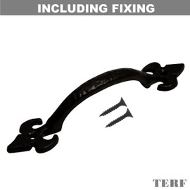 TERF® Heavy Duty Vintage Style Antique Black Door Pull Handle 125mm (5 inch) Including Fixing Screw for Kitchen Cupboard Cabinet Drawer Door Gate Pull Handle - Pack of 1