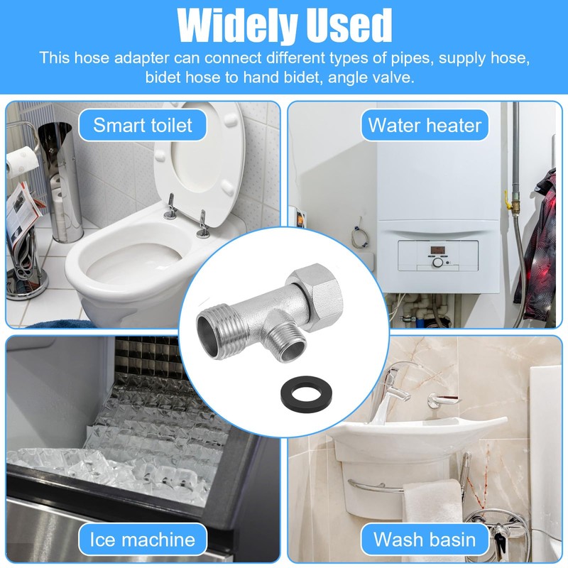 Bidet T Adapter, 3-Way Fitting Adapter (Thread Size 1/2″ x