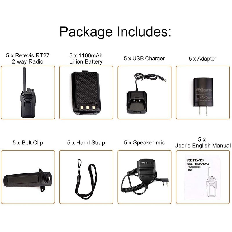 Retevis RT27 Walkie Talkies,Two Way Radio with Shoulder Speaker Mic,2