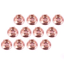 12 x Car Exhaust Manifold Nuts Head Bolt Nut M8 Hexagonal Copper Self-Locking Tools, Car Exhaust Hex Nut M8