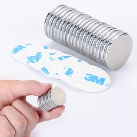 rhinocats 20Pcs Super Strong Neodymium Magnets, 24 x 2mm N35 Rare Earth Magnets Heavy Duty, Small Round Magnets Neodymium Disc with Double-Sided Adhesive for Office, DIY,Fridge, Crafts and Science