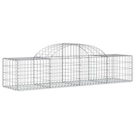 vidaXL Arched Gabion Basket of Galvanized Iron - Durable and Rust-Proof Gabion Cage with Strengthened Hooks, Easy-Use Design, Ideal for Patio, Backyard, Front Yard Decorations - Silver