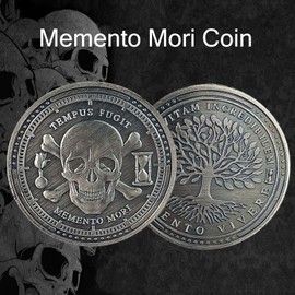 IELCJJ Memento Mori Coin, Tree of Life Stoic Reminder Coins Memento Vivere Token for Daily Stoic Practice Skull EDC Challenge Coin Cool Stoic Medallion Stoicism Gifts