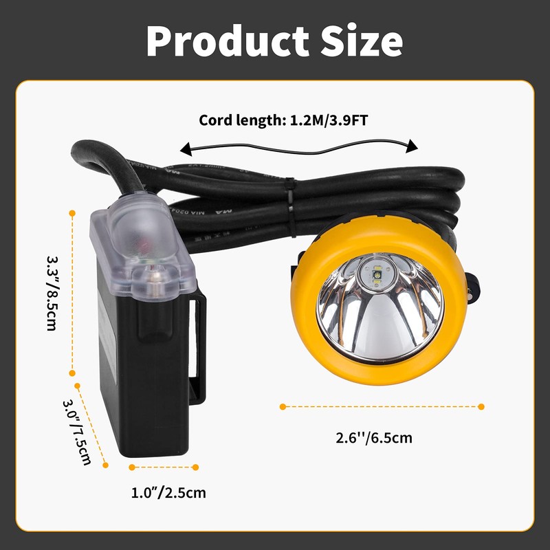 Yongkist Safety Mining Headlamp 1+2 LED Rechargeable Coal Mining Light