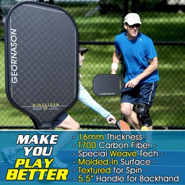 Pickleball Paddle Pro,Weave Graphite Fiber,Textured Surface for Spin,Usapa Approved for Tournament,T700 Carbon Fiber Pickleball Racket,16mm Lightweight,5.5" Handle for All Players with Cover