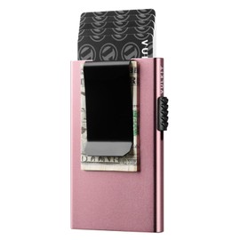VULKIT Card Case for Men, Credit Card Holder, RFID Blocking Pop Up Card Case, Women's Minimalist Wallet, Slim RFID Wallet, Rose Gold with Money Clip, Minimalist