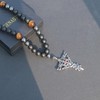 GENASTO Protection Crystal Bead Necklace for Men Men Cross Pendant