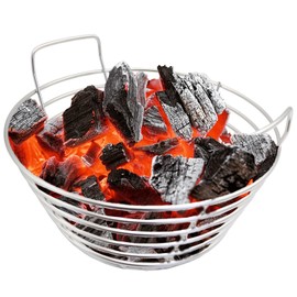 Stainless Steel Charcoal Ash Basket for Large Big Green Egg, Kamado Joe Classic, Pit Boss, Primo, 14" Heavy Duty Charcoal Holder with Handles, Fits Most Kamado Grills