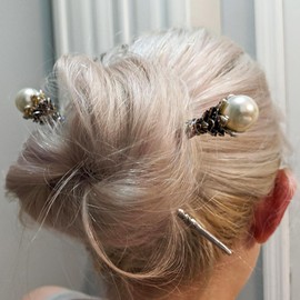 Qvunwlin 2 Pcs Vintage Hair Sticks Rhinestone Pearl Hair Stick Vintage Hair Chopsticks Hairpin Chignon Pin