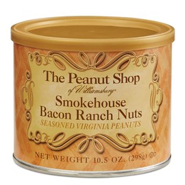 The Peanut Shop of Williamsburg Bacon Ranch Seasoned Salted Virginia Peanuts from Williamsburg, Handcooked Peanuts - 10.5 Oz Tin