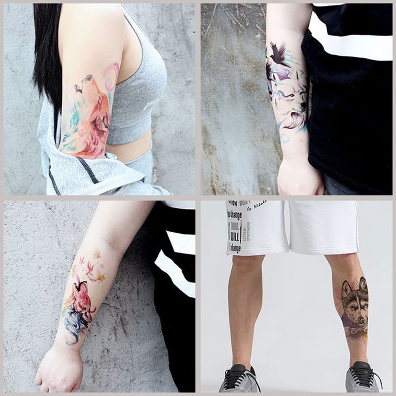 Gwolf 24 Sheets Wolf Tattoo Temporary Personality Wolf Tattoo Sticker