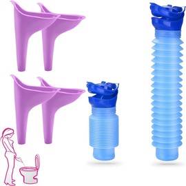 MMSZHL 5 Pcs Orinal Femenino Portátil, Urinario Reutilizable de Silicona,Orinal de Viaje, Kit de Orina para Mujer, Plegable y Compacto, Ideal para Viajes y Emergencias, Aplicable a Mujeres y Niños (azul + morado)
