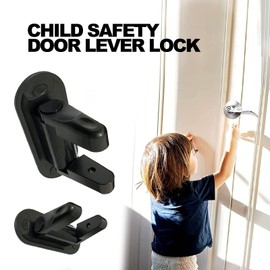 Childproof Door Lever Locks for Door Baby Proofing Door Handle Lock for Children Pets - Child Proof Door Latch Lock by Eiarrnp, 2 Pack Black