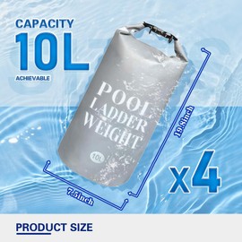 KEOHOLI 4 Packs Universal Pool Step Weights 500D PVC 10L Waterproof Bags for Swimming Pool Ladder Weights Above Ground Pools Sand Bags Pool Stair Weights for Pool Steps, Easy&Quick Fill Sand (Grey)