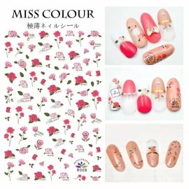 MOJOH Nail Sticker Flower Rose Pink Nail Beauty DIY Art Decal Waterproof