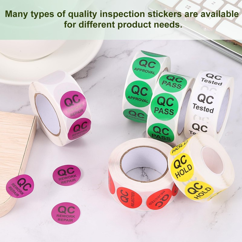 sourcing map 2Roll 1000Pcs QC Pass Labels, 1 Inch Round