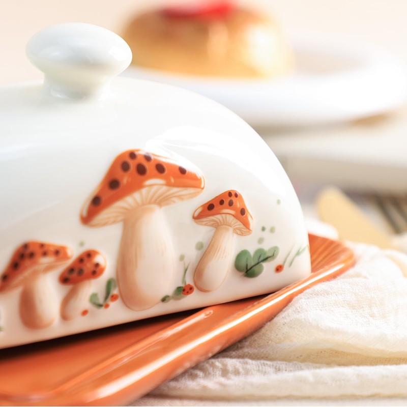 Bicuzat Ceramic Butter Dish with Lid Butter Keeper Butter Plate