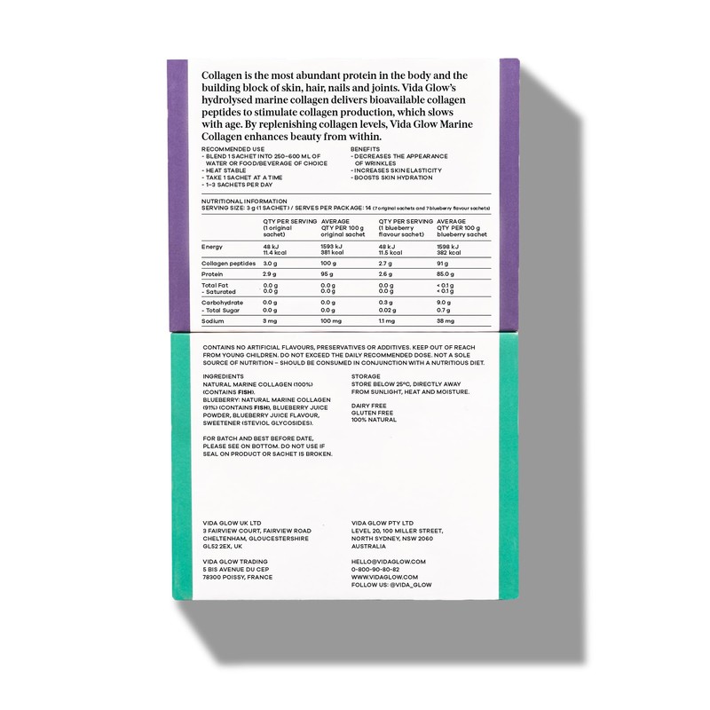 Vida Glow - Natural Hydrolysed Marine Collagen Sachets | Promotes
