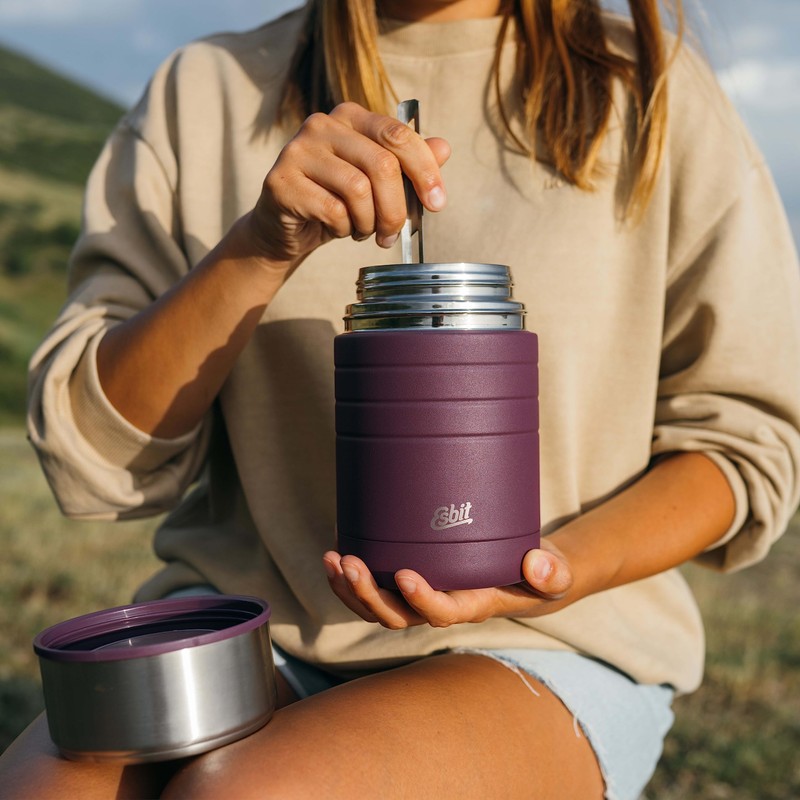 Esbit Majoris Thermal Food Container 600 ml in Aubergine Stainless