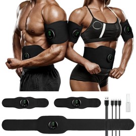 Upgraded 3pcs Abs Stimulator - Ab Machine, Tactical x Abs Stimulator, Abdominal Belt Fitness Portable Ab Stimulator, Home Office Fitness Workout Equipment Black