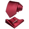 JEMYGINS Burgundy Formal Necktie and Pocket Square, Hankerchief and Tie