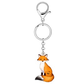 DUOWEI Acrylic Cute Anime Fox Keychain Key Ring Animal Fox Gifts for Women Girls Car Keys Wallet Backpack Accessories Charms (Yellow)