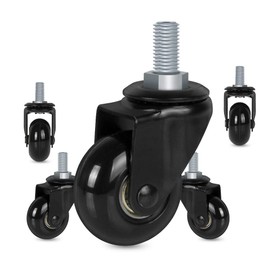 8T8 Office Chair Caster Wheels Replacement 2 Inch, Heavy Duty Rubber Chair Wheels with Threaded Stem 3/8''(M10), Quiet and Smooth Gliding,Safe for Hardwood Carpet Floors - Set of 5 (Black)