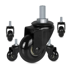 8T8 Office Chair Caster Wheels Replacement 2 Inch, Heavy Duty Rubber Chair Wheels with Threaded Stem 3/8''(M10), Quiet and Smooth Gliding,Safe for Hardwood Carpet Floors - Set of 5 (Black)