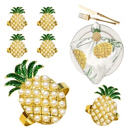 Servilleteros de frutas tropicales, servilleteros de piña, servilleteros de metal, ananas, anillos a granel para playa, boda, fiesta, decoración familiar, reuniones de banquetes