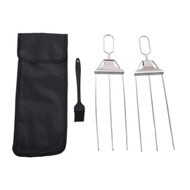 3 Prong Stainless Steel Skewers for Grilling Heavy Duty Push Bar Slider Barbecue Skewers for Meat Fruits Vegetables