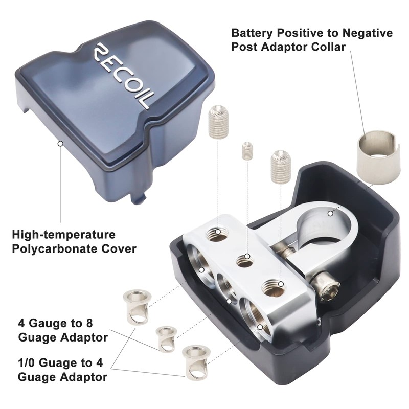 Recoil PBT-S04 2 Pack Premium Solid Brass Positive Negative Battery