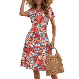 HUHOT Floral Dresses for Women Summer Wedding Guest Wedding Guest Midi Summer Aline Boho Dresses