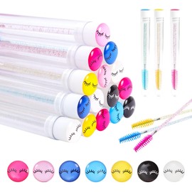60 pinceles desechables para pestañas coloridas, para pestañas y pestañas, con forma de diamante, para maquillaje, varita de máscara en tubo sanitario, suministros para pestañas