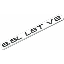 2Pcs 6.6L L8T V8 Liter Gas Emblems 3D Engine Hood Badge Sticker Nameplate Replacement for 20-22 Silverado 2500HD 3500HD Z71 Sierra Door (Chrome Black)