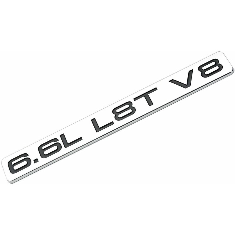 2Pcs 6.6L L8T V8 Liter Gas Emblems 3D Engine Hood