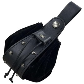 CALFOVERA Renaissance Belt Pouch Medieval Portable Coin Purse Middle Ages PU Leather Drawstring Rivet Pouch Vintage Viking Storage Waist Pack Bag for Men Women Costume LARP Ren Faire(Black)